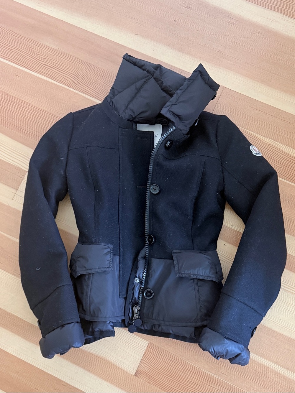 Moncler Black Puffer and  Wool Jacket
